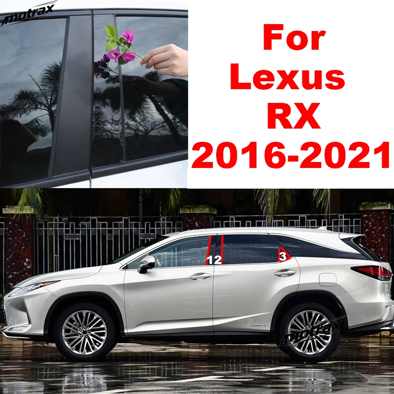For Lexus RX AL20 RX200T RX350 RX450h 2016-2021 Car B C Pillar Stickers PC Window Trim Cover Middle Pillar Decorative Exterior
