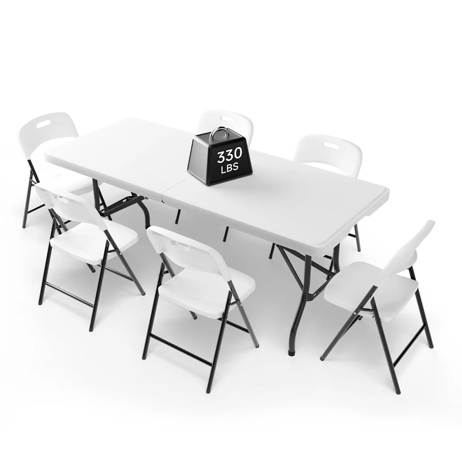 6FT Folding Table & 6 Chairs Set 330lb 600lb Portable Foldable Camping Party Indoor Outdoor, Customized