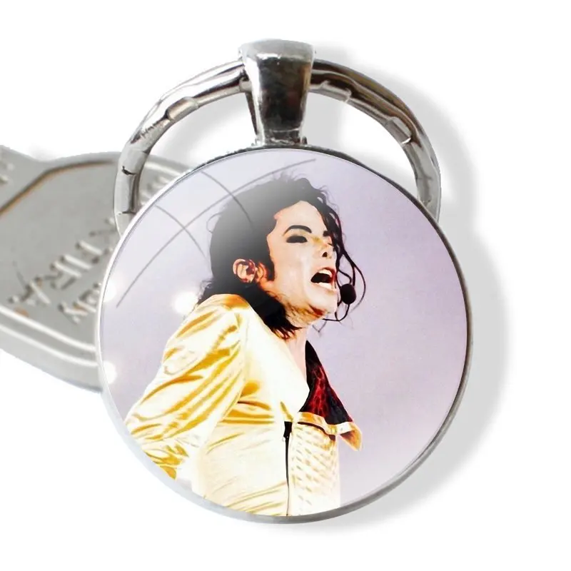 Michael Jackson dance glass cabochon keychain Car key chain Charms keychains Gifts Accessories Phone Cases Covers