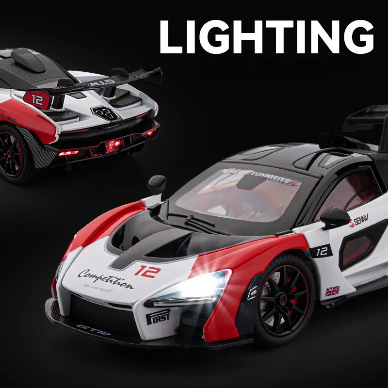 1:24 Senna GTR Race Car High Simulation Diecast Car Metal Alloy Model Car Children's toys collection gifts