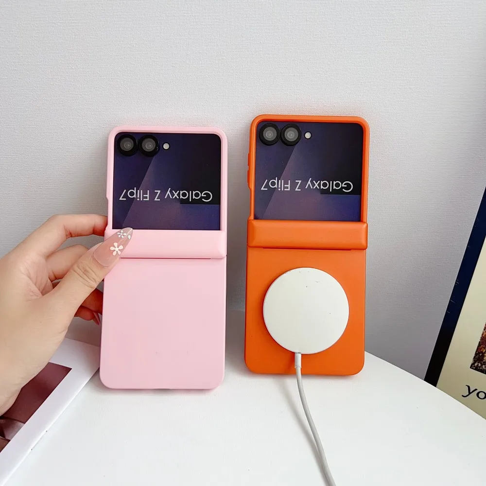 

Solid Color For Samsung Galaxy Z Flip 7 5G Magnetic Phone Case Shockproof Hinge Protective PC Hard Shell Back Cover