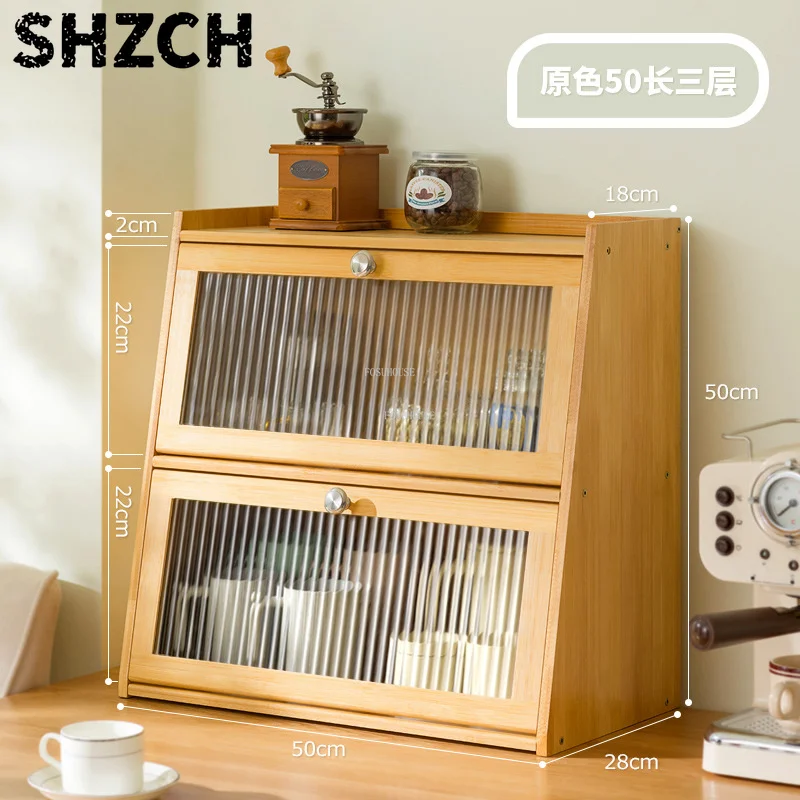 Retro Cabinet Desktop Storage Japanese Kitchen Furniture Countertop Creative Wine Cabinet Tableware Cup Rack