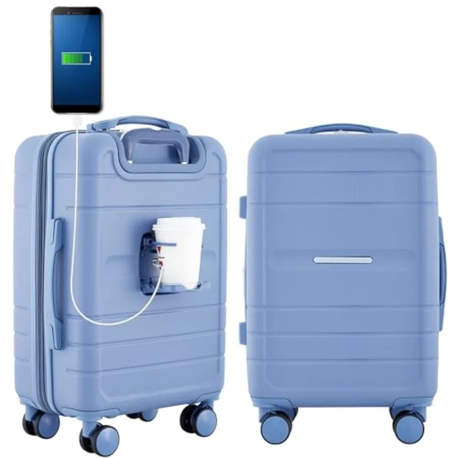 

St. Martin Carry-On Luggage with Cup Holder/USB Ports