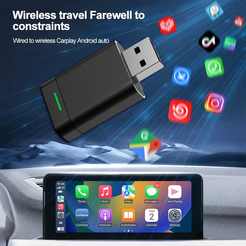 Bezprzewodowy adapter samochodowy 2 w 1 Carplay z systemem Android przewodowy do bezprzewodowego Plug and Play Mini Car Ai Box dla Audi Toyota Volkswagen Peugeot