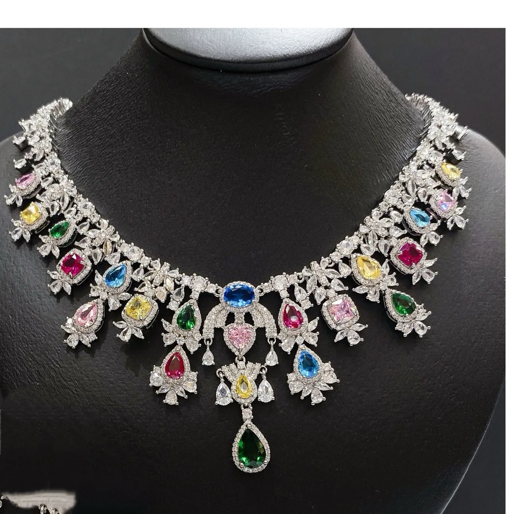 Summer 2026 High-end Women's Zircon pendant jewelry Set, Light Luxury Evening Earrings, Necklace, Wedding Accessories