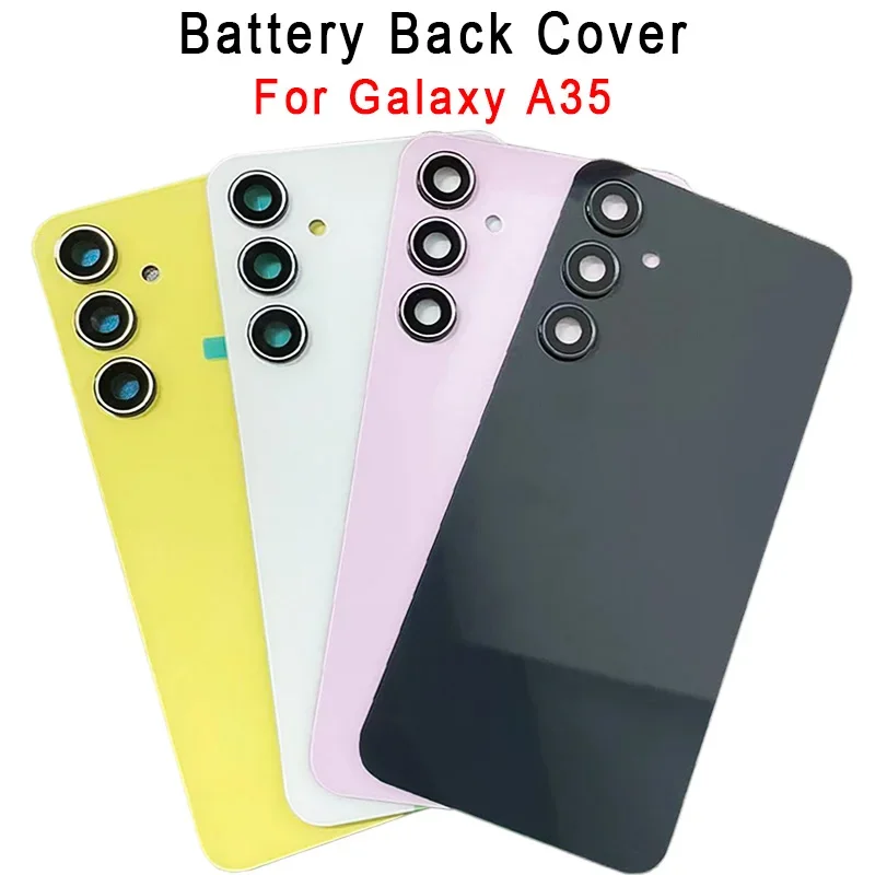 

Battery back cover for Samsung Galaxy A35 5G A356 glass rear panel housing phone case with camera lens replacement shell