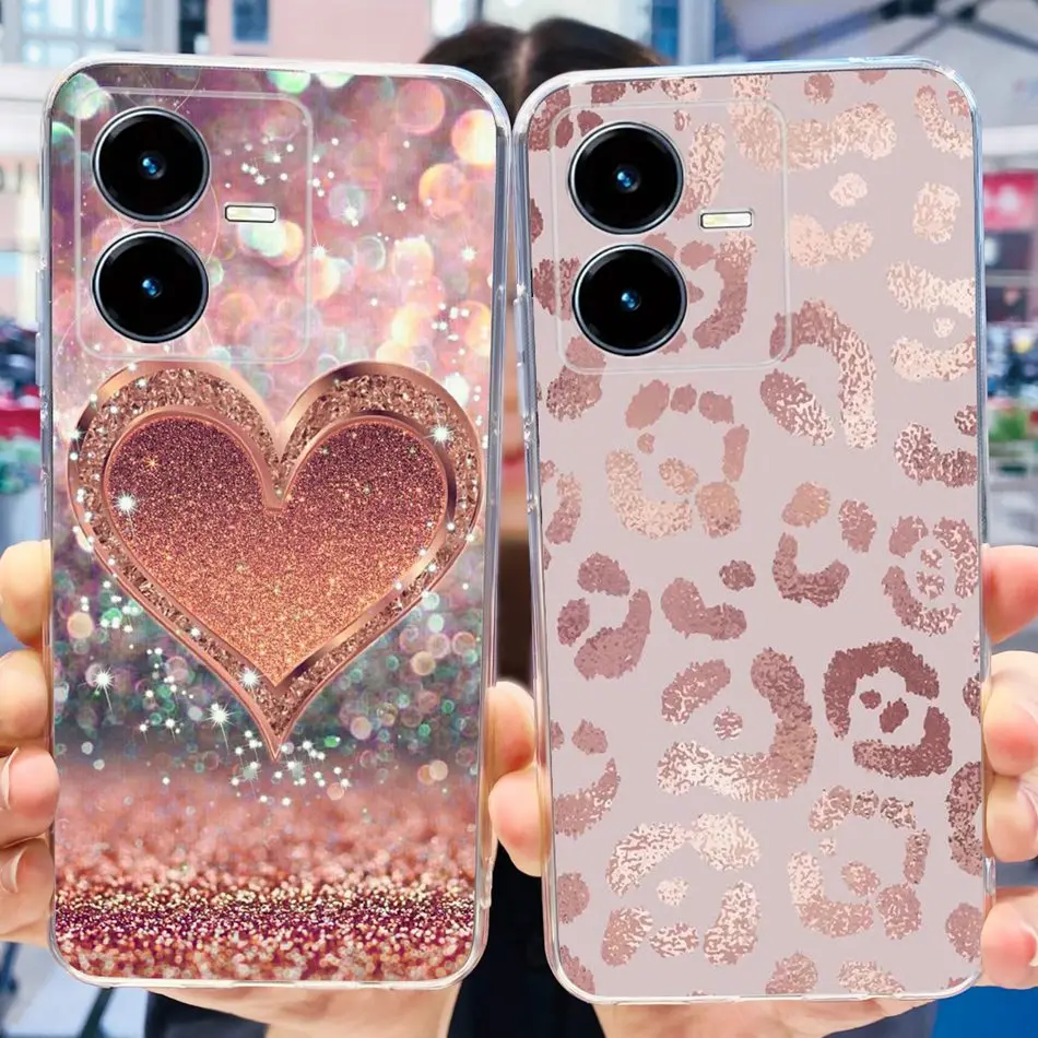 For Vivo Y22s Y22 Case VivoY22 Y 22 22S 4G 2022 V2206 V2207 Elegant Printing Soft Silicone Clear TPU Slim Phone Back Cover