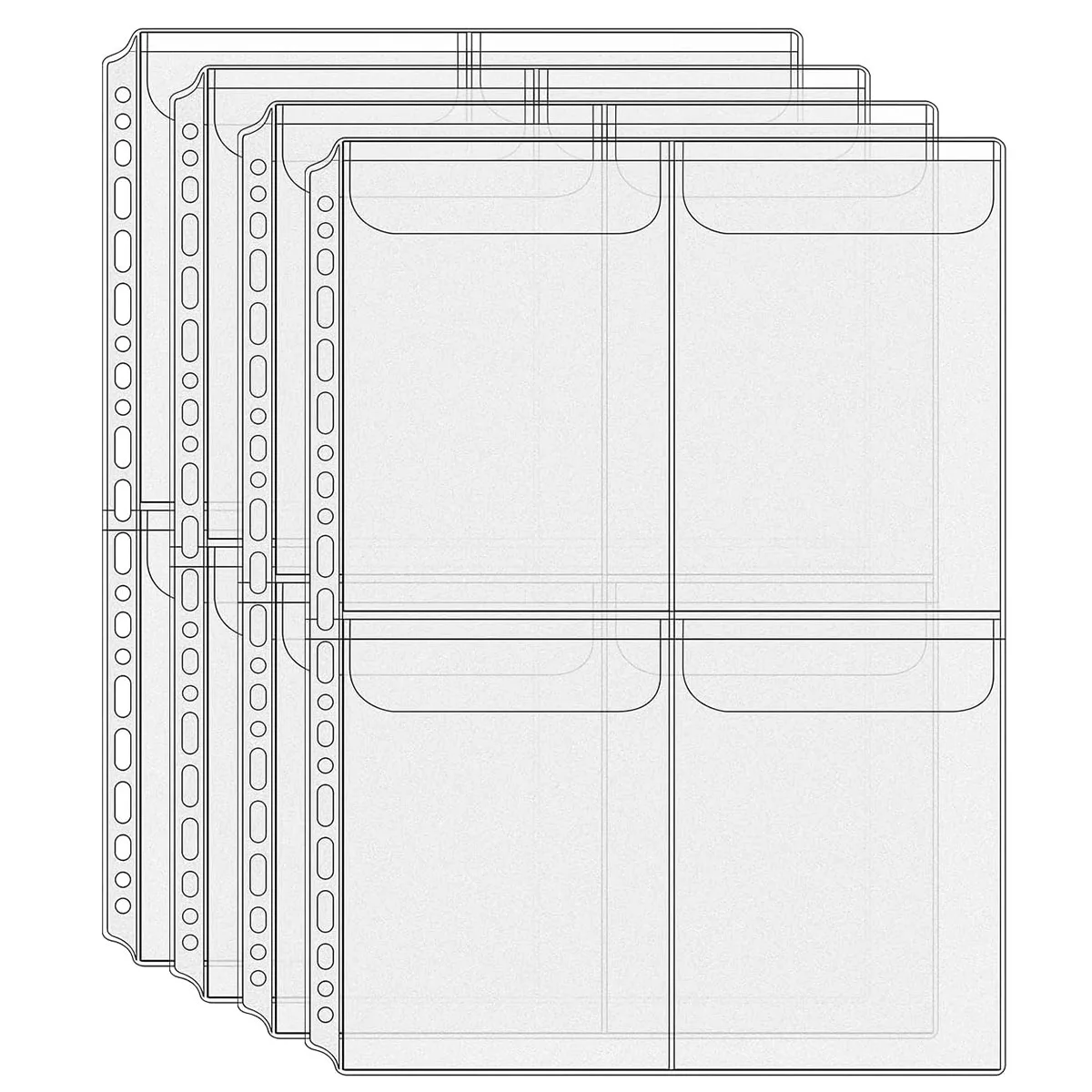 A4 Binder Pockets Zipperless Cash Envelopes Multi Pocket Binder Sleeves with Top Flap Binder Pouches Loose Leaf Inserts Folder