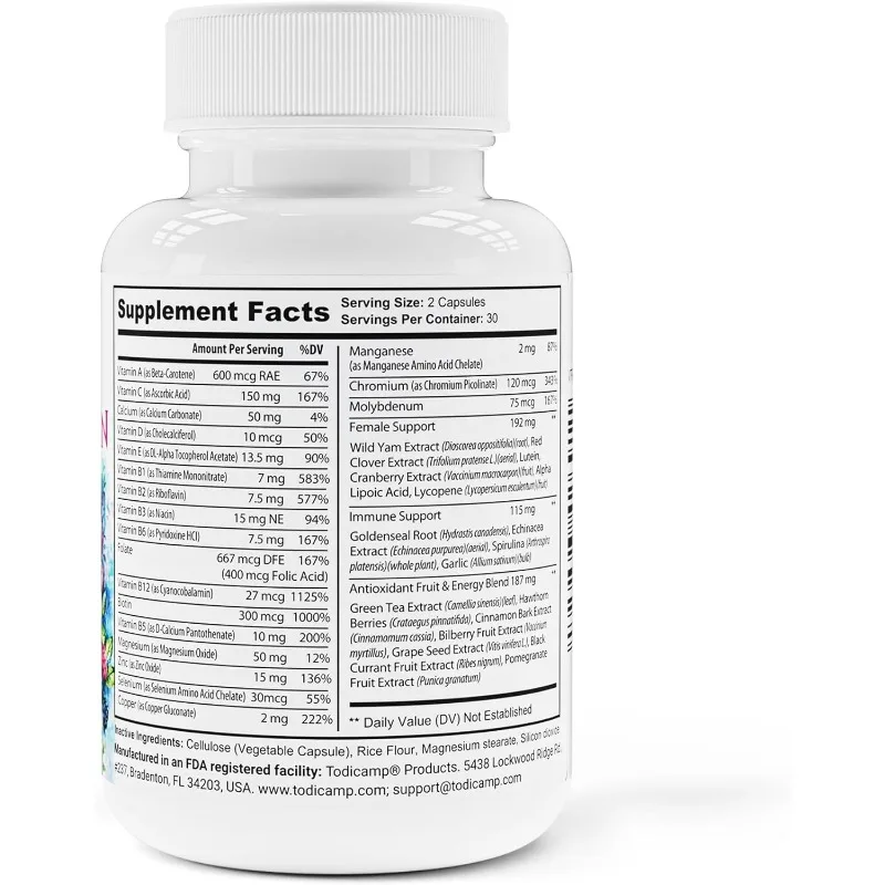 Women's complex of vitamins and minerals, containing plant extracts -30 days supply, 60 capsules