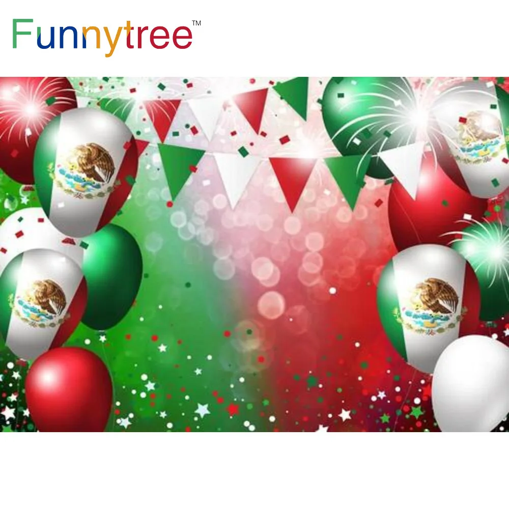 

Funnytree Mexican Independence Day Background Bokeh Celebration Party Birthday Newborn Supplies Banner Photophone Backdrop