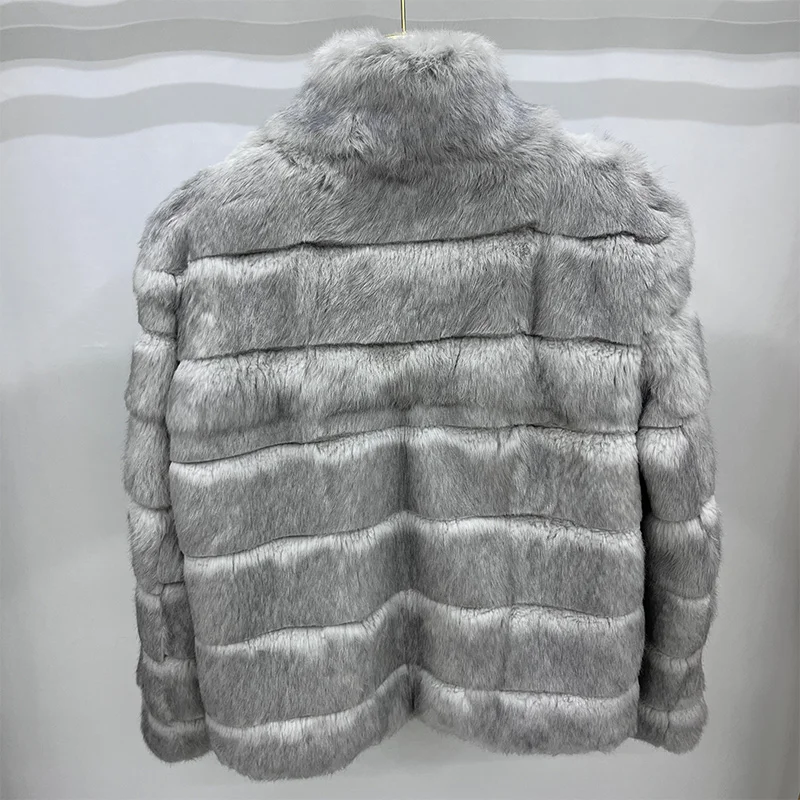 2026 Fashion Whole Skin Real Rabbit Fur Coat Autumn Winter Short Jacket Thick Warm Elegant Female Women Outerwear