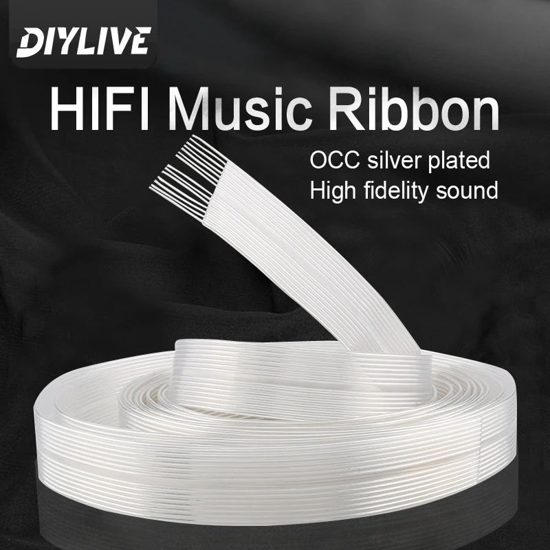 Hifi OCC Silver Plated music Ribbon Audio Cable Wire Hi-end Loudspeaker Cable 14 Cores Audio Line High Quality Speaker cable