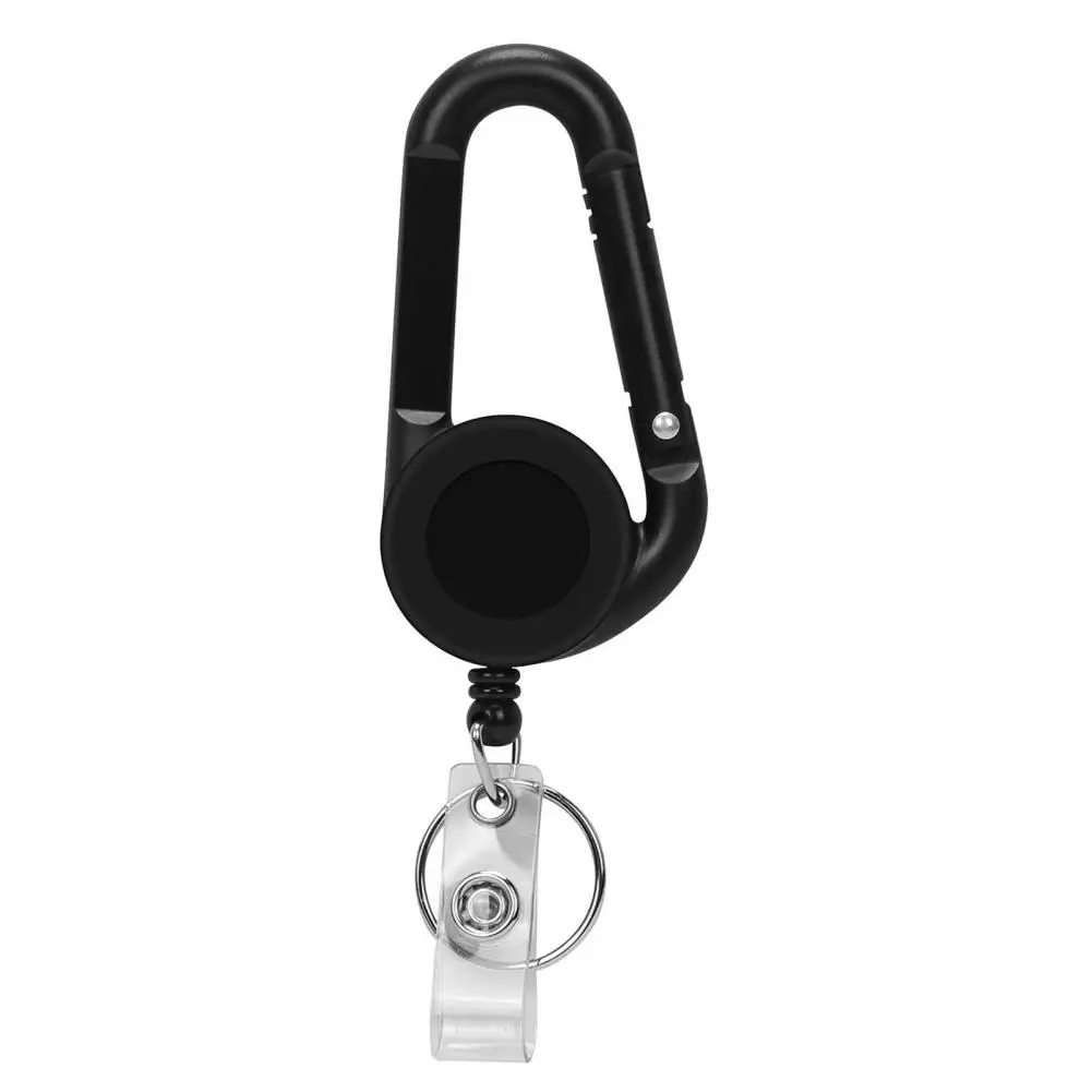 Titular crachá retrátil com mosquetão para escritório, carabiner carretel, portátil, leve