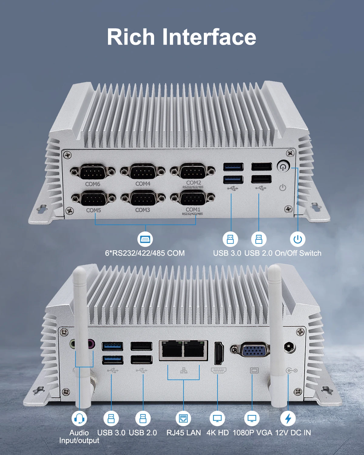 Fanless Industrial Pc Rs485 Core I7 - Przemysłowy komputer PC bez wentylatora, mini