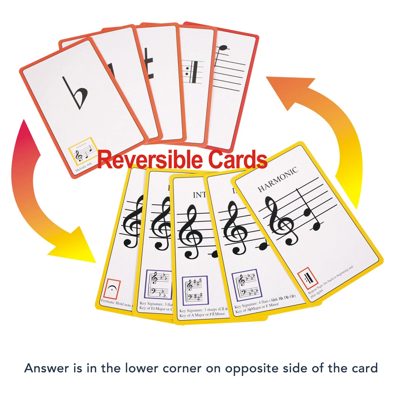 50 قطعة من بطاقات فلاش الموسيقى المزودة بالألوان على الوجهين بطاقات فلاش البيانو للتعلم #6