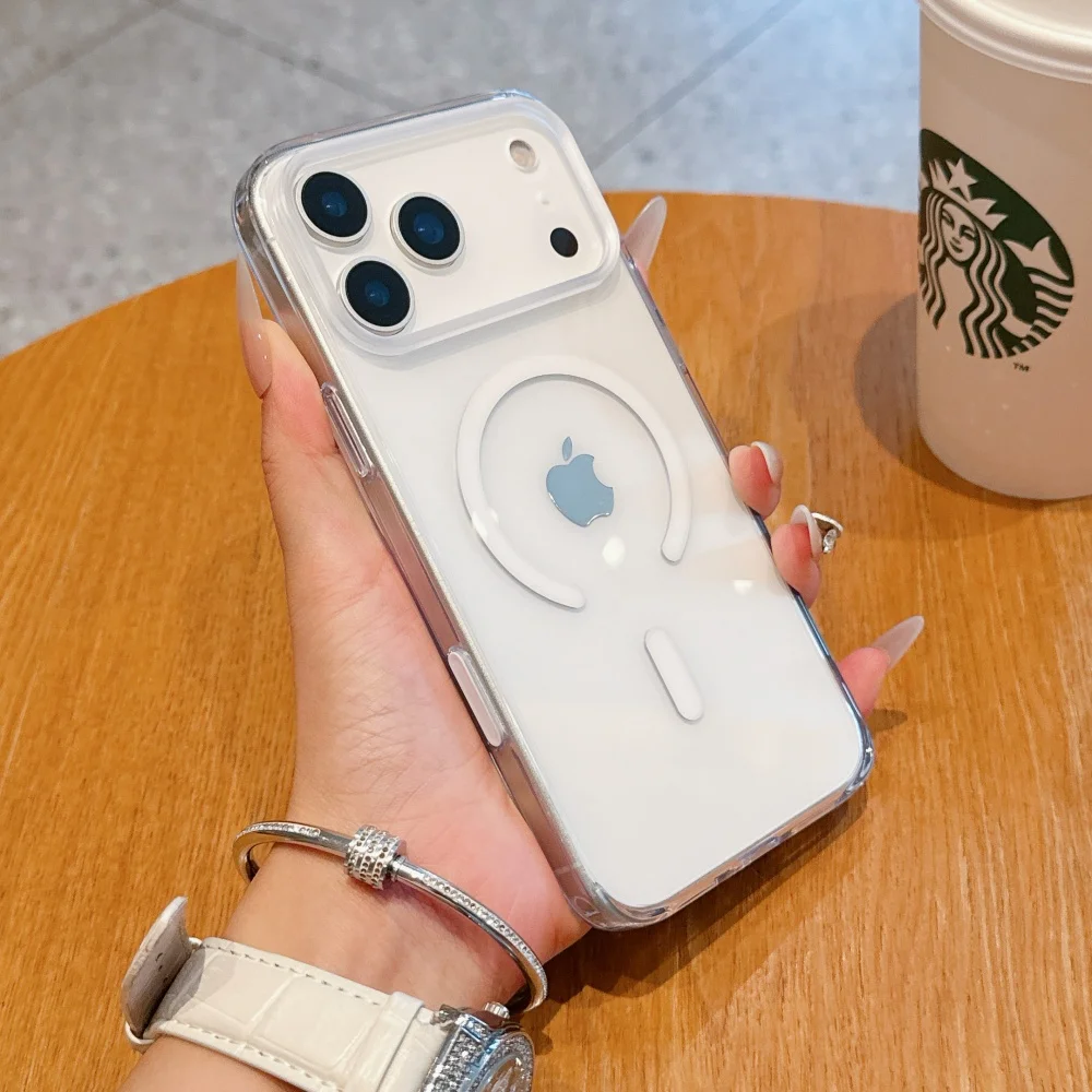 Magsafe Magnetische Hülle für iPhone 17 16 Pro Max Transparente 17 Pro Max Handyhülle mit AI Smart Island Kamera-Steuerknopfabdeckung