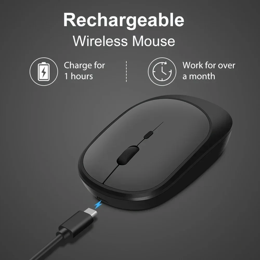 Rechargeable Gaming Mouse Wireless Mouse Bluetooth-Compatible Computer Mice for Laptop PC Tablet Mute Ergonomic Wireless Mouses