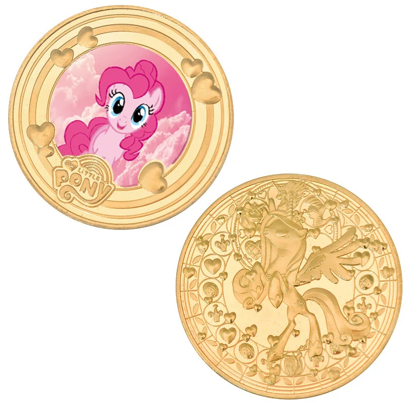 أنيمي بلدي ليتل المهر عملات قابلة للجمع الكرتون الخنصر فطيرة الذهب اللون عملة معدنية البريق التذكارية الفتيات هدايا عيد الميلاد #1