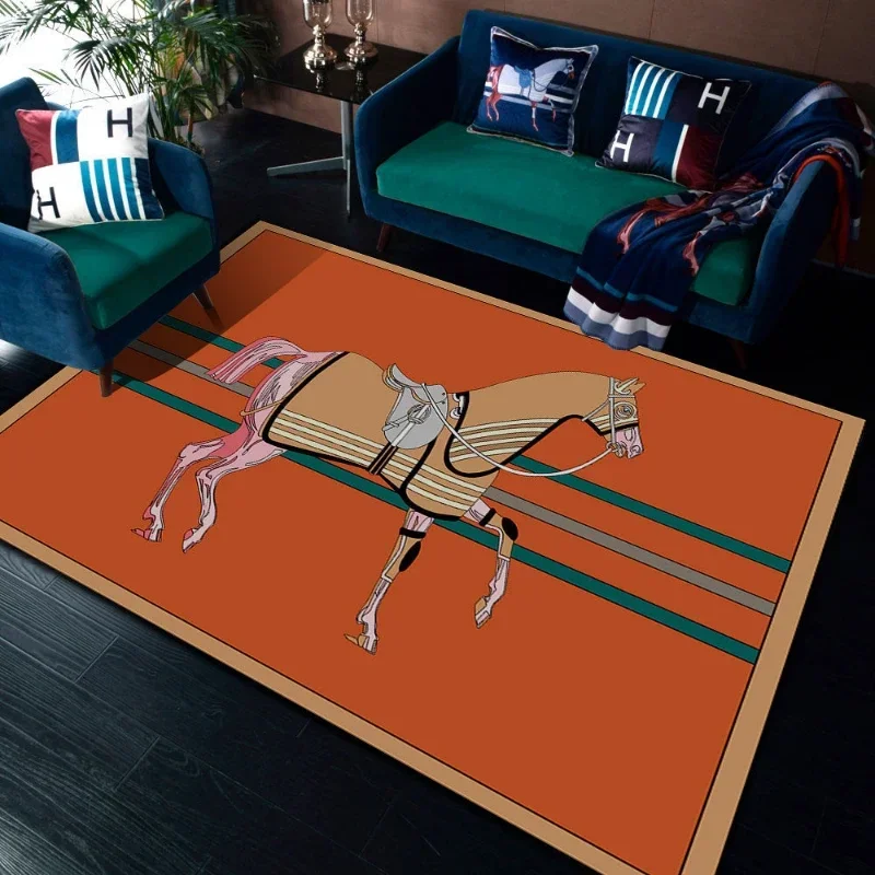 Fashion Ethnic Frame Carpet Horse Printing Hallway Living Room Mat Bedroom Floor Table Mats  Kitchen  Rug