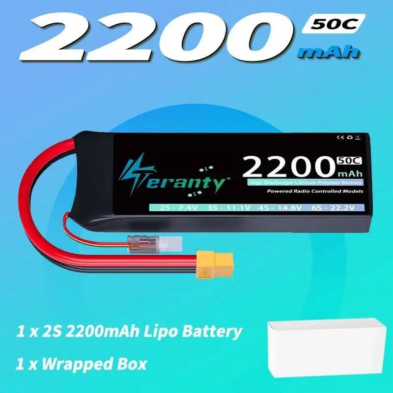 TERANTY 2S 2200mAh يبو بطارية 7.4V 50C/100C مع عمداء XT60 موصل ل FPV الطائرة بدون طيار طائرة RC سيارة شاحنة قارب RC نموذج أجزاء