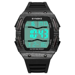 SYNOKE Brand Men Digital Sports Watch Waterproof Watch with Stopwatch Alarm Function Rubber Strap Wrist Watch for Men