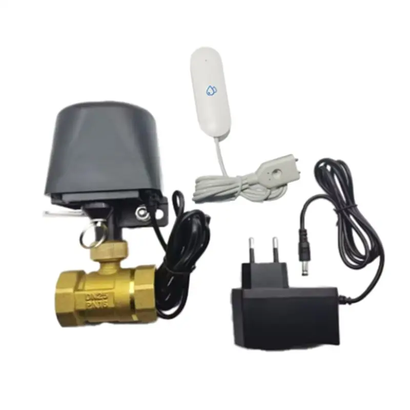 ABGI-Tuya Smart Water Vavle Wifi Water Stop Check Valve Water Leak Sensor For Alexa Google Home EU Plug