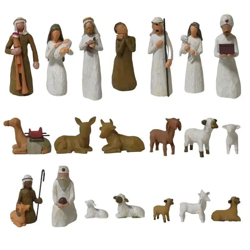 

Home Decor Christmas Manger Set Decoration Religious Nativity Jesus Born Scene Christmas Gift Living Room Table Resin Crafts