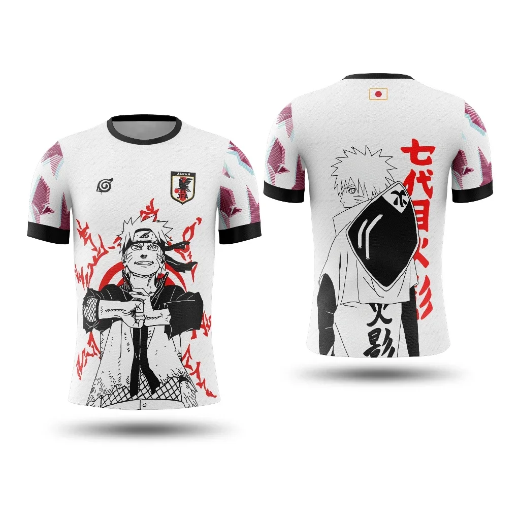 

Naruto Uzumaki Anime Jersey - White with Iconic Character Art and Japanese Text Seventh Hokage Tribute Ideal for Naruto Fans