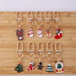 10 Pcs Christmas boots deer Tree Metal keychain Ornament purse Bag Christmas Gifts Accessories for Christmas Party Gift