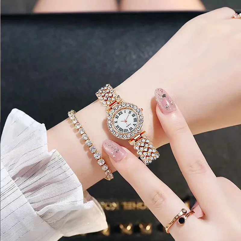 Simple Diamond Quartz Watch Digital Roman Women Wristwatches Fashion Business Luxury Student Bracelet High Quality On Wrist Lady