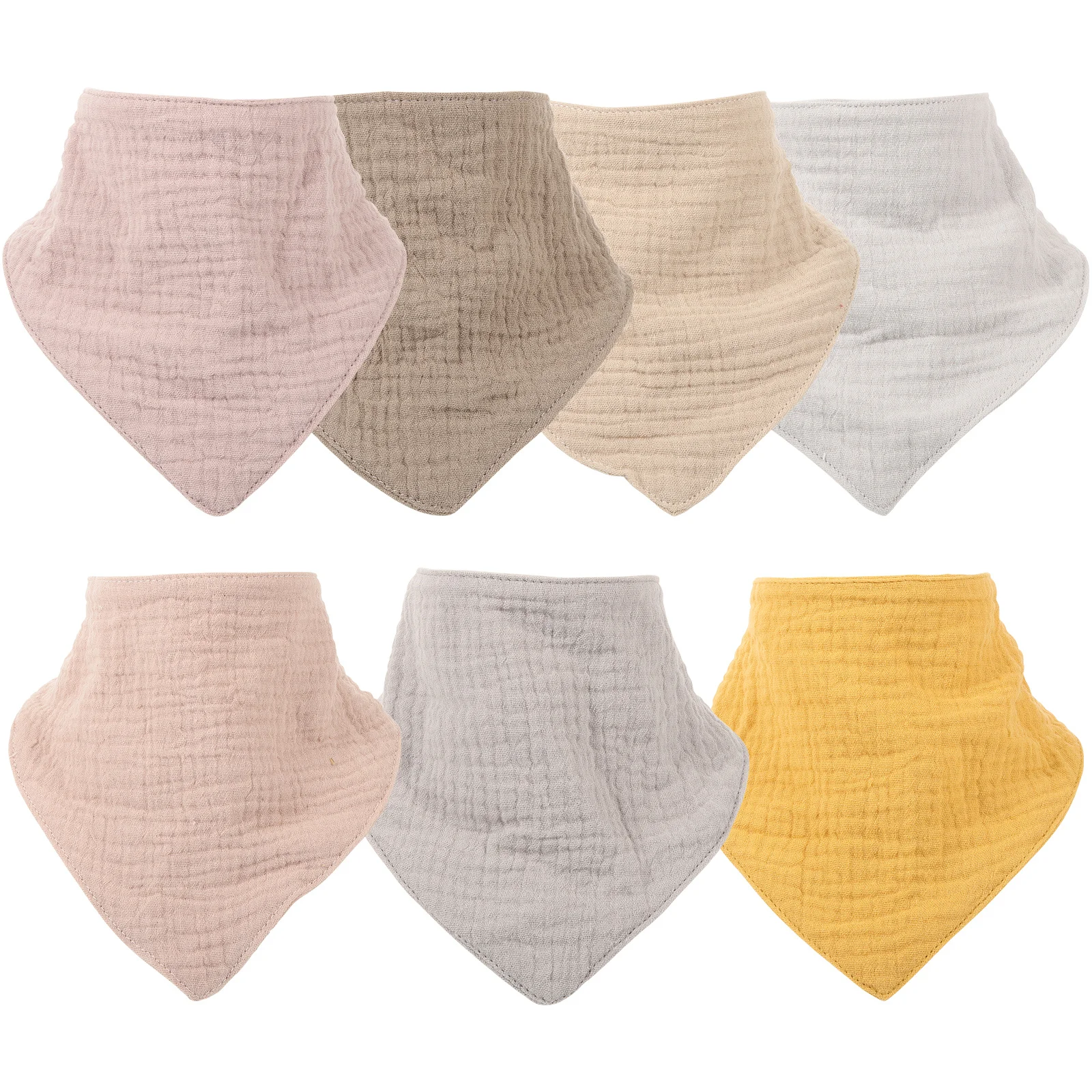 

7pcs Cotton Baby Bibs Reusable Adjustable Small Bibs For Drooling Washable Dinner Bib Unisex Kids Adults Disabled Seniors