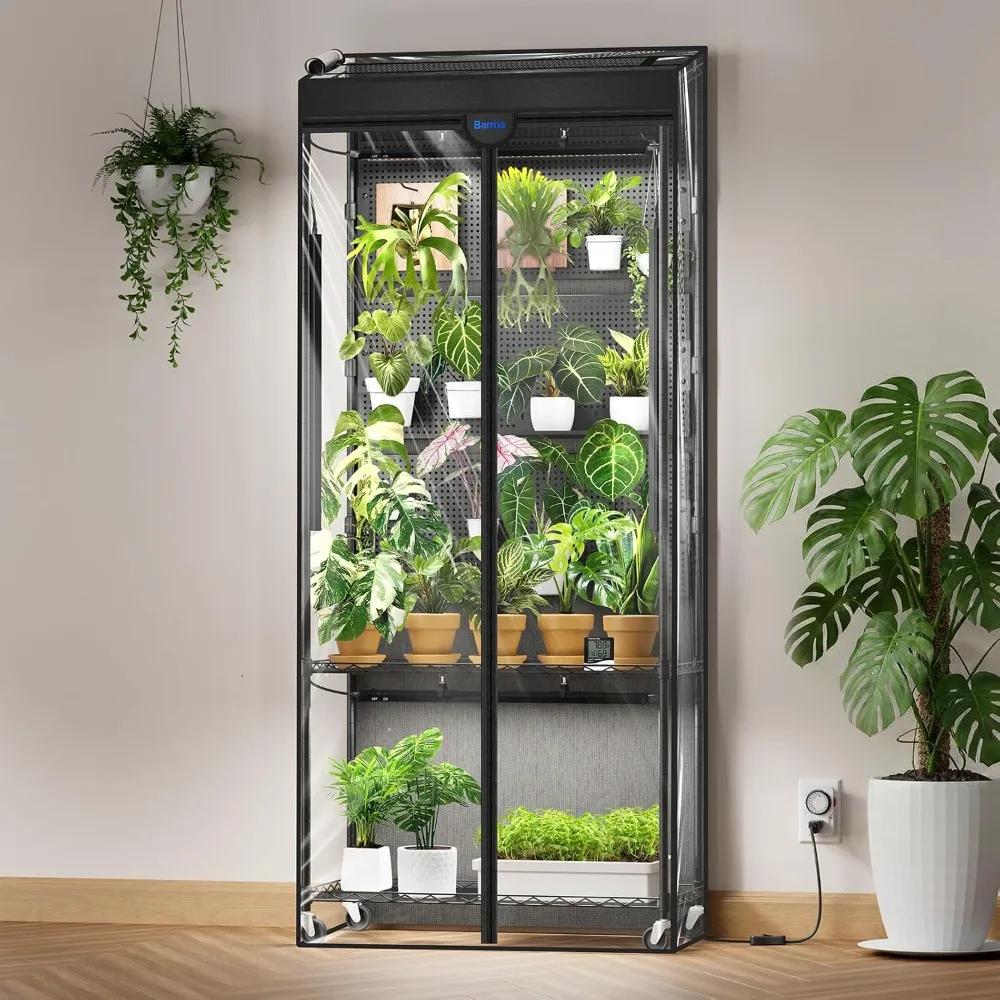 Pegboard Indoor Greenhouse with Grow Light, 90W Full Spectrum