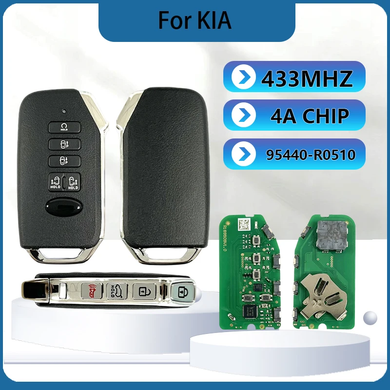 

CN051210 Aftermarket 9 Buttons Smart Key PN 95440-R0510 FCC SY5KA4FGE09 4A Chip 434MHz Keyless Go For Kia Carnival 2022-2024
