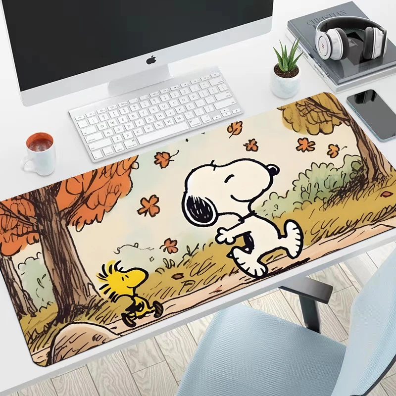 

Snoopy cartoon mouse pad leather material waterproof large floor mat table mat game keyboard pad Disney computer accessories
