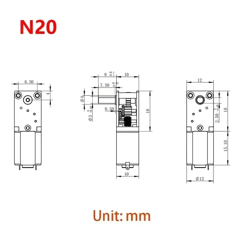 Mini 050 N20 N30 Metalowa skrzynia biegów Silnik z przekładnią ślimakową DC 3V 6V 12V Silnik o niskiej prędkości i wysokim momencie obrotowym DIY Robot Car Eleltric Lock — zdjęcie 6