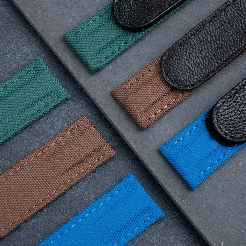 Soft 20mm adjustable high density nylon fabric leather watch band fit for Rolex strap Myrtle submarker GMT Yacht-Master