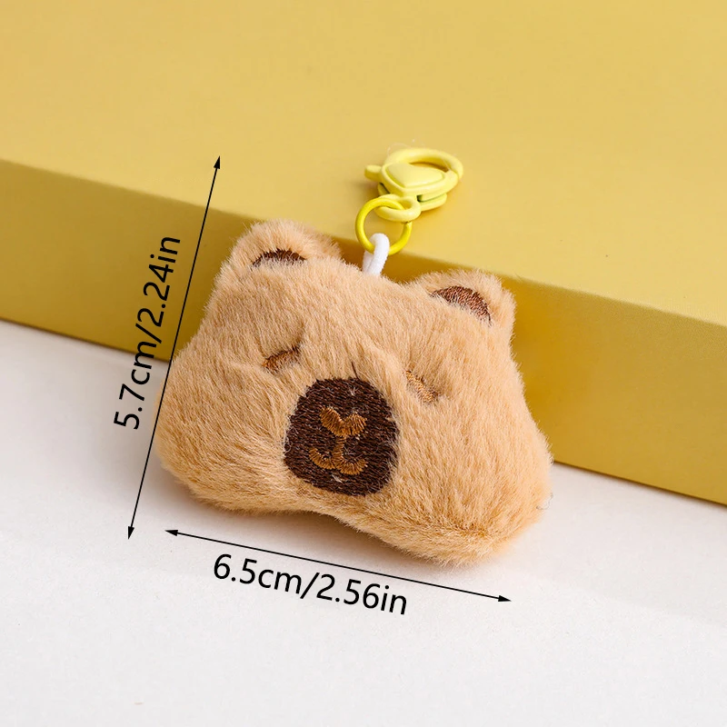 Pendentif en peluche Capibara, broche de dessin animé, porte-clés en peluche beurre, porte-clés de voiture, décor de sac à dos, cadeau pour enfant