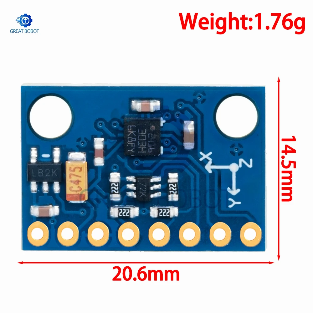 GREAT bobot GY‑511 LSM303DLHC E‑Compass Sensor, 3‑Axis Accelerometer Magnetometer Module for Arduino