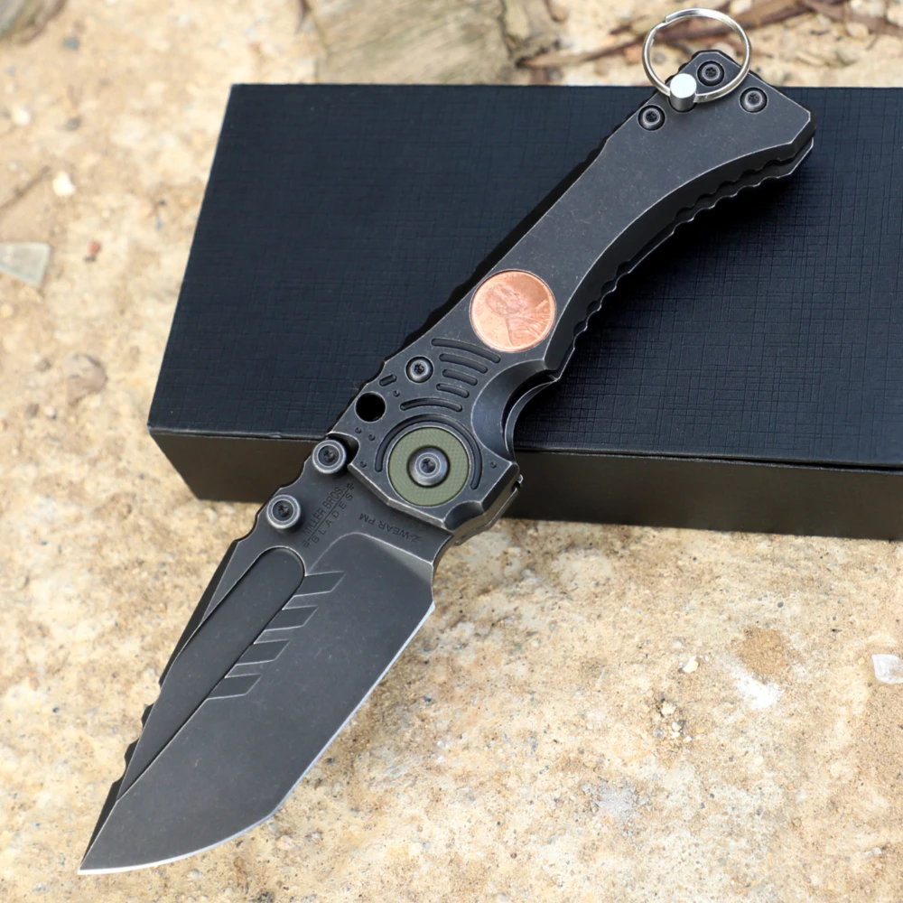 Heavy-duty folding knife, titanium alloy handle, camping survival knife, ideal outdoor knife made of VG10 steel.