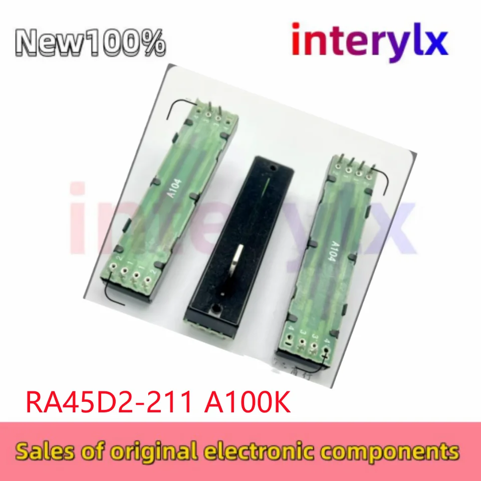1Pcs/Lot RA45D2-211 with straight rod sliding dual direct sliding potentiometer A104 A100K × 2 axis length 15 square inner foot