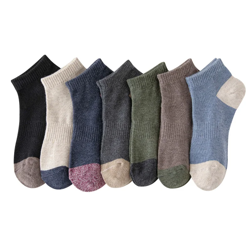 5 Pairs Men Socks Patchwork Color Cotton Breathable Sweat Absorption Men's Low Cylinder Socks Sports Versatile Short Tube Socks