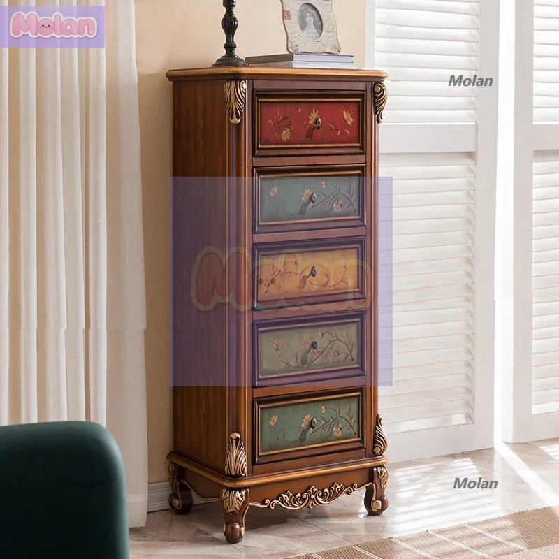 

European solid wood high four or five chest cabinets, chef painted American painted high vertical cabinets