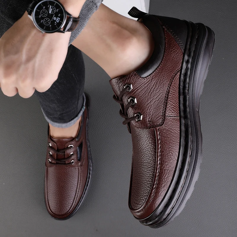 Men Genuine Leather Shoes Business Formal Shoes 100% Cowhide Breathable Sneaker 2023 New leather sneakers