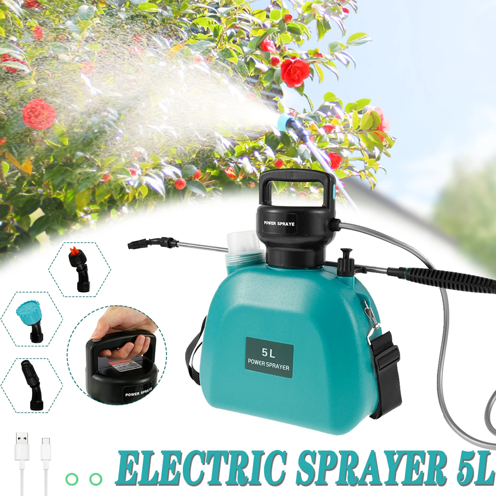 

Electric Sprayer Automatic 5L Garden Plant Mister USB Rechargeable Plant Sprayer Bottle Sprinkler Watering Can With Spray Gun