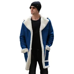 Fashion Men Coats Winter 2023 New Fur Coat Men's Thick Coat Lapel Long Sleeve Overcoat Men Solid Outerwear & Coats Cardigan Tops