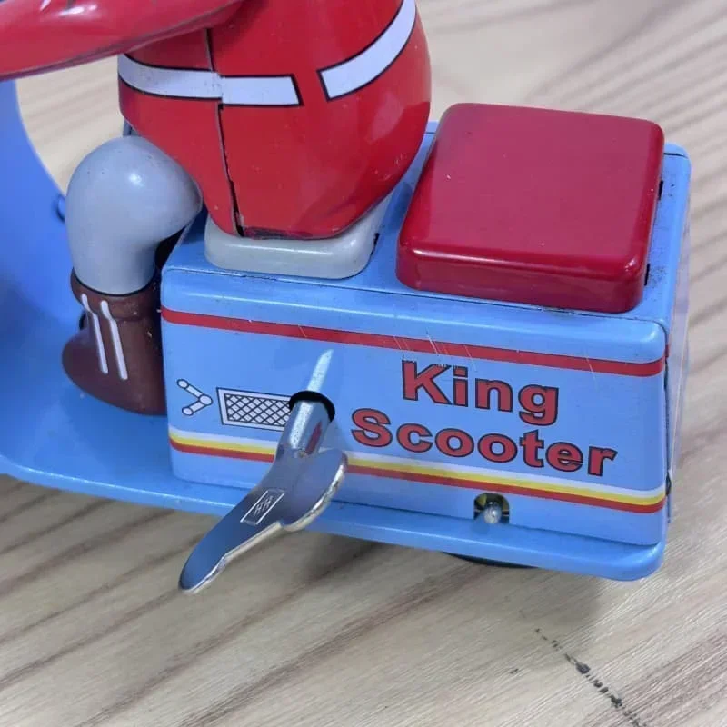 Wind Up Toy Blue Pedal Motorcycle Toy Metal Tin Clockwork Toy Figures Model Collection Retro Birthday Christmas Gift