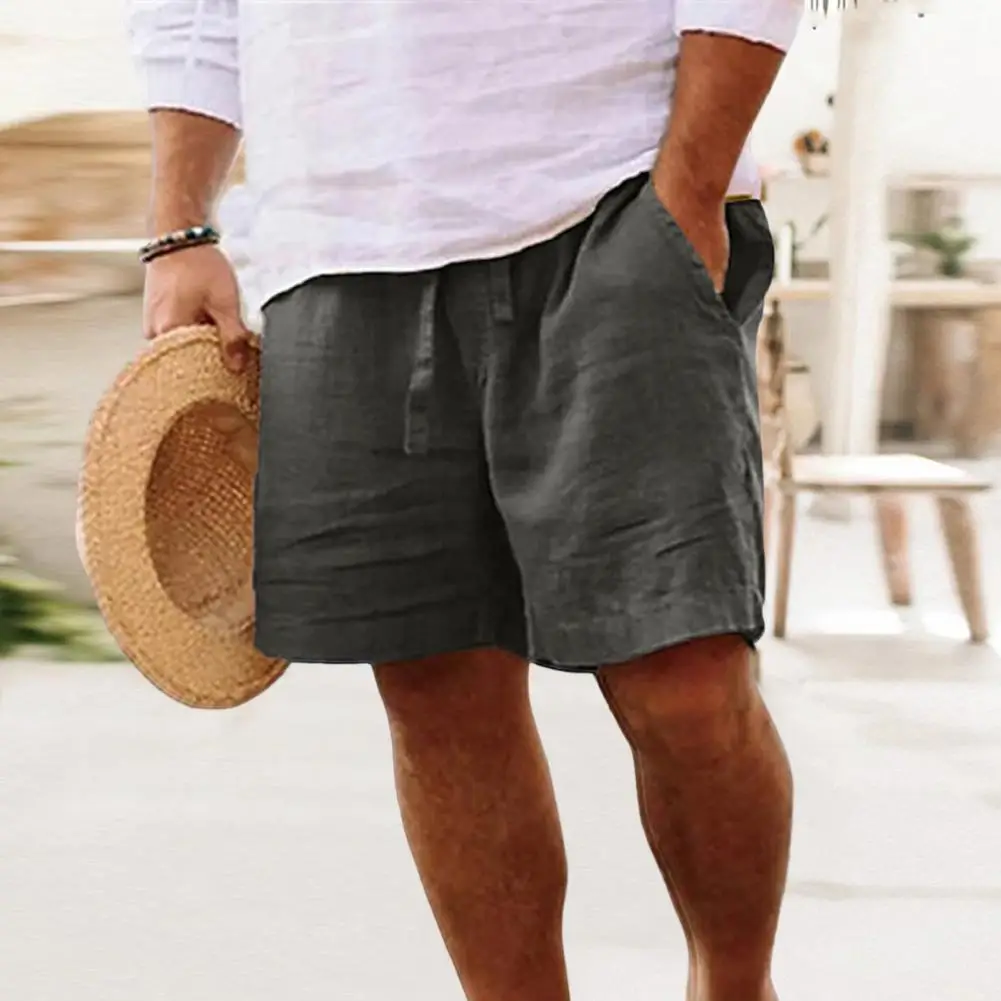 2024 New Men'S Cotton Linen Shorts Pants Male Summer Breathable Solid Color Linen Short Trousers Fitness Streetwear M-4xl