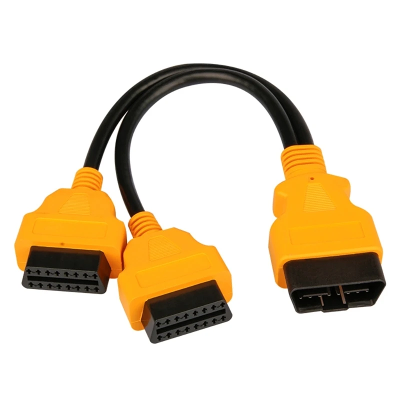 16Pin OBD2 Connector Cable Male to Double Female Y Cable OBDII Splitter Extension