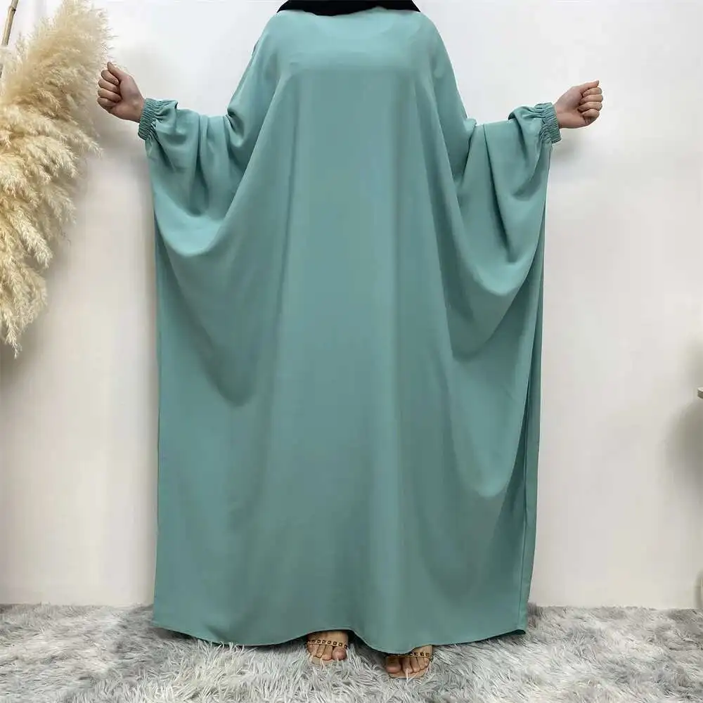 

Dubai Bat Long Sleeve Pure Color Robe 6689 (newly Added - Royal Blue) Long Dress Robe Abaya Ramadan Dubai Luxury Islam Elegant