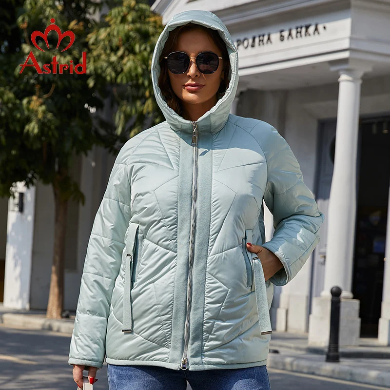 Astrid 2022 Spring Women Parkas Plus Size Yellow Short Padded Down Coats Hooded Ribbon Women\'s Jacket Outerwear Quilted AM-10129